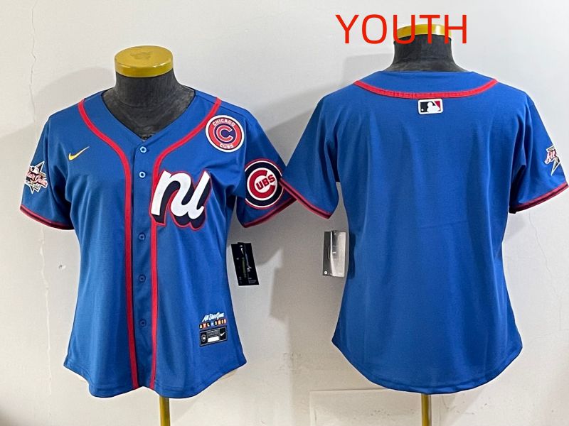 Youth 2025 Chicago Cubs Blank Blue All star Nike MLB Jersey style 02->women mlb jersey->Women Jersey